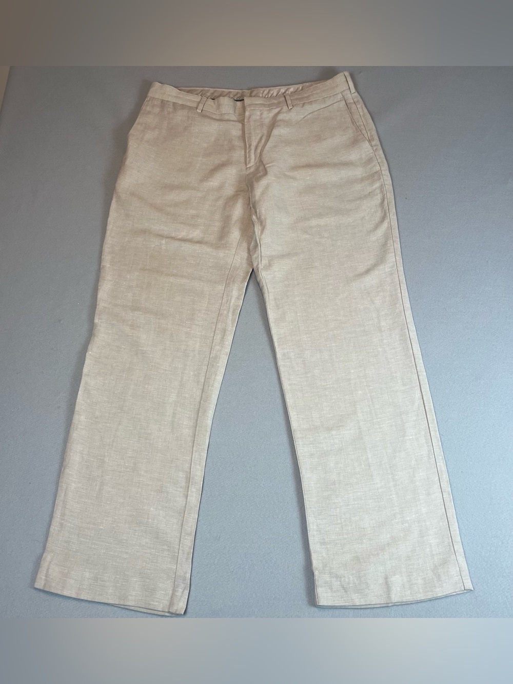 Cubavera Mens Linen Blend Pants 36x32 Beige Tan Flat Front Beach Resort Summer